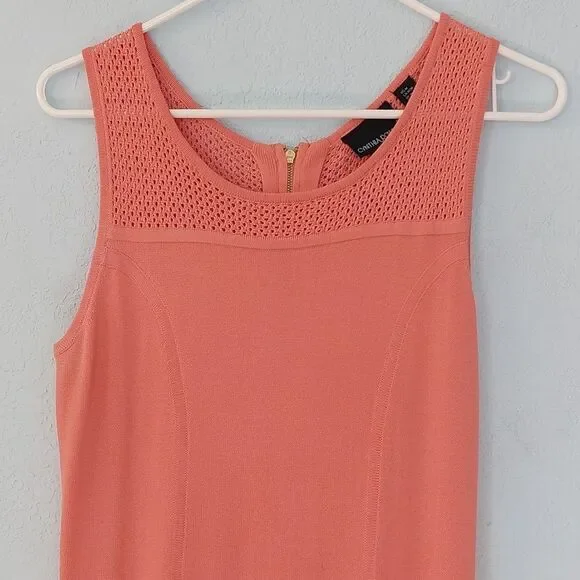 Cynthia Rowley Coral Peach Fit & Flare Crochet Knit Sleeveless Dress Size M - Picture 2 of 10